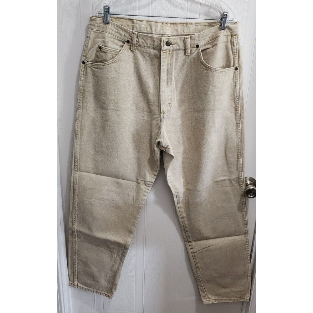 Vintage 90s Wrangler Men's Relaxed Fit Jeans Khaki Denim 97601WE USA Made 38X32
